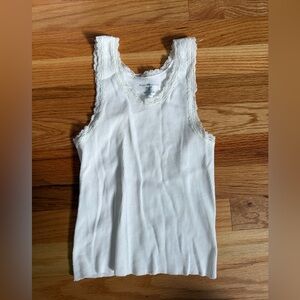 Brandy Melville Ivory Lace-Edged Tank Top
